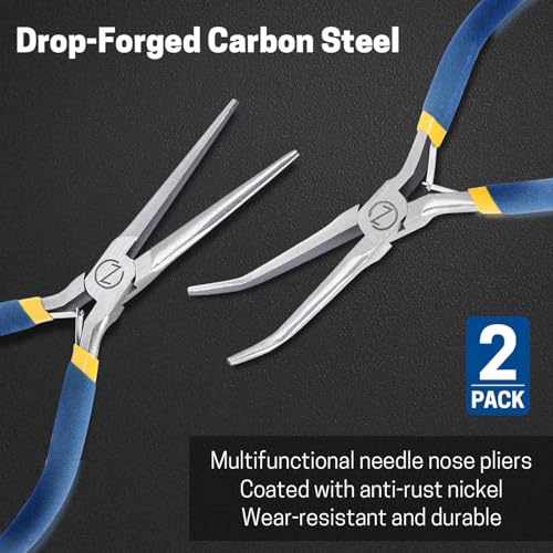VISEMAN 6" Mini Needle Nose Pliers, 2PCS Long Nose Pliers Set - style: Straight + 45-Degree Bent