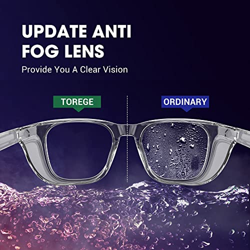 TOREGE Safety Glasses For Men,Clear Anti-Fog Anti-Blue Light Safety Goggles Scratch Resistant For Women Nurse - color: Transparent White&white