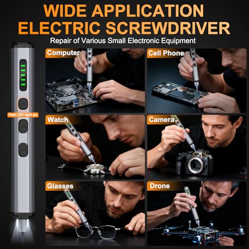 TanSon Mini Electric Screwdriver, 72 In 1 Small Precision Screwdriver Set - color: 72 Grey
