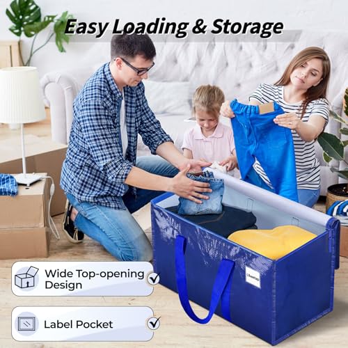 ukeetap 8 Pack Extra Large Clothes Storage Bins with Lids, Moving Bags,Blue - color: Blue, size: 8 Pack
