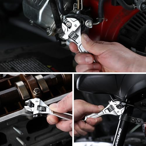WORKPRO 4" Mini Adjustable Wrench, Cr-V Steel, Compact Design - color: Silver, size: 4 inch