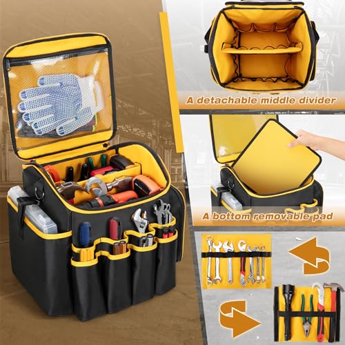 Marscamd Heavy Duty Tool Bag with a Detachable Divider & Multiple Pockets