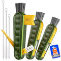 Holikme 6 Pack 4 in 1 Cup Lid Cleaning Brush 3 Straws Bottle Brush,Olive - color: Olive