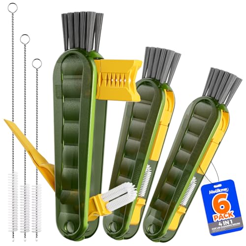Holikme 6 Pack 4 in 1 Cup Lid Cleaning Brush 3 Straws Bottle Brush,Olive - color: Olive