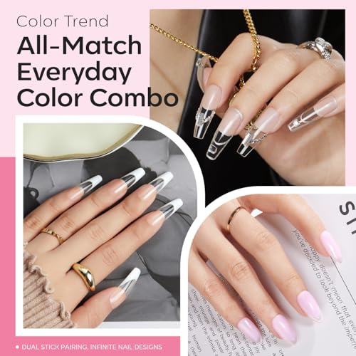 modelones Builder Nail Gel, 2 Pcs Clear and Baby Pink Builder Base Coat - color: Builder Clear Baby Pink