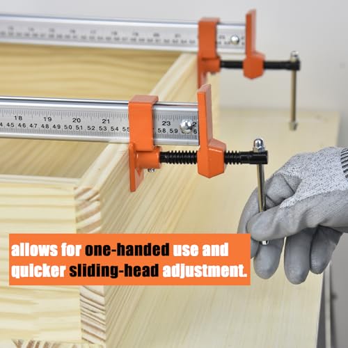 FEIRONG Heavy Duty 24" Bar Clamps 2-Pack - Professional Grade, Quick-Release, 330LB Load Limit, Built-in Ruler, 90° Angled Jaws for DIY Woodworking & Cabinet Installation | Fits 20.5" Work Range - size: Orange 24-inch 2 Pack