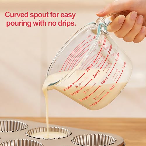 M MCIRCO 6 Pcs Glass Measuring Cups with Lids Set, 1 Cup, 2 Cup, 4 Cup - size: 1-Cup