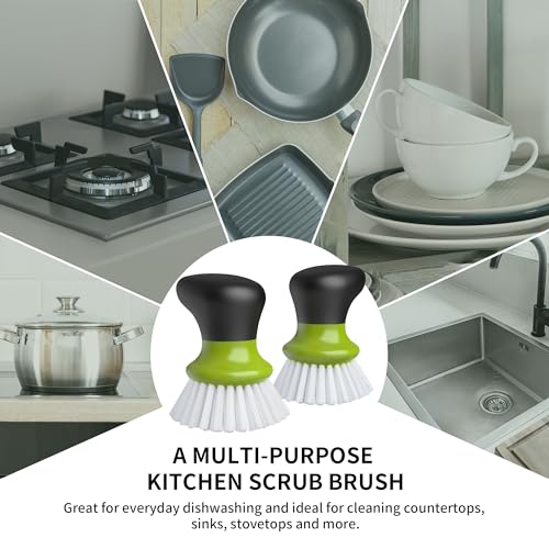 MR.SIGA Dish Scrub Brush, Palm Brush Dish Scrubber, Green, Pack of 2 - color: Green