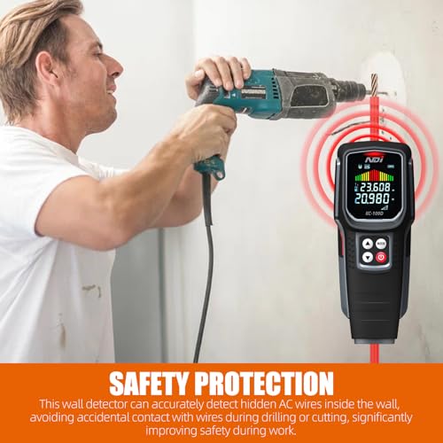 NDI Stud Finder Wall Scanner Leaser distancce Meter 5 in 1 Electronic Stud Detector HD LCD Display & Audible Alarm, for the Center and Edge of Wood AC Wire Metal Studs Joist Pipe