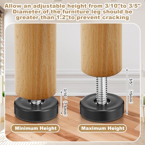 Pinkunn 50 Pieces Adjustable Leveling Feet with T- Nut Kit, Smooth - style: Smooth