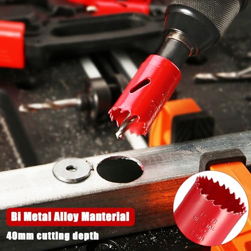 Bi-Metal Hole Saw Kit, HYCHIKA 17 Pcs High Speed Steel 3/4" to 2-1/2" Hole Saw Set in Case with Mandrels, Hole Saw Bit for Metal, Drilling PVC Board,and Plastic Plate