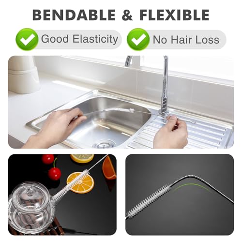 Straw Cleaner Brush, Reusable Metal Handles Straw Cleaning Brush Extra Long for Mug 40, 30, 20 oz, 10mm 15mm Wide for Sippy Cup, Water Bottle and Tubes Pipe