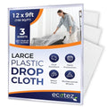3 Pack 12 x 9 ft Extra Large Plastic Drop Cloth for Painting - size: 3 Pack-Standard