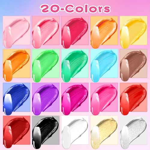 20 Colors Ombre Gel Nail Polish - Sponge Pat Painting Gel for Gradient Nails, Aura & French Manicure, Fluffy Cloud Texture with No-Wipe Glossy Finish, DIY Nail Art Kit for Beginners & Professionals - color: 20-Colors-A