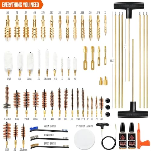 GLORYFIRE Elite Gun Cleaning Kit, 2 x 1oz Oil with Reinforced Rods - size: 60PCS