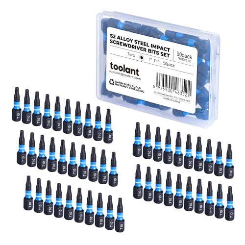 toolant 50PCS T10 1" Impact Torx Bits S2 Steel Security Torx - size: T10(1"*50pcs)