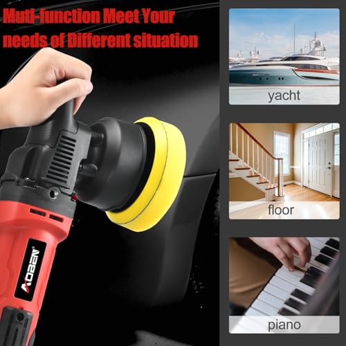 AOBEN Buffer Polisher,5 inch Dual Action Polisher,Long Orbit 16mm Random Buffer Polisher kit with 6 Variable Speed 1000-5500rpm,Detachable Handle,7 Buffing Pads for Car Detailing Polishing and Waxing - size: AT3501-C02