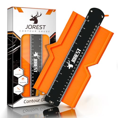 JOREST Contour Gauge with Lock (10 Inch), Gift Ideas for Men Dad Carpenter Handyman, Profile Tool with Measuring Scale for Tile Flooring, Carpet laying, Woodworking, Measuring Angle/Shape/Outline/Edge - size: 10 Inch
