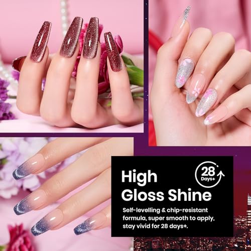 Beetles Cat Eye Gel Nail Polish Set, 6 Colors Glitter Gel Nail Kit - color: 0-0-Cute Cat Eyes