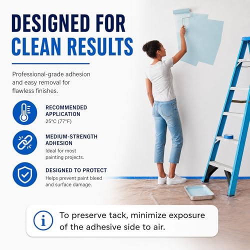 SWRT Blue Painters Tape 2 Inch Wide – 24 Rolls x 55 Yards (1320 Total Yards), Clean Removal Masking Tape for Sharp Paint Lines on Walls, Trim & Baseboards, Easy Tear for DIY & Home Renovation Projects