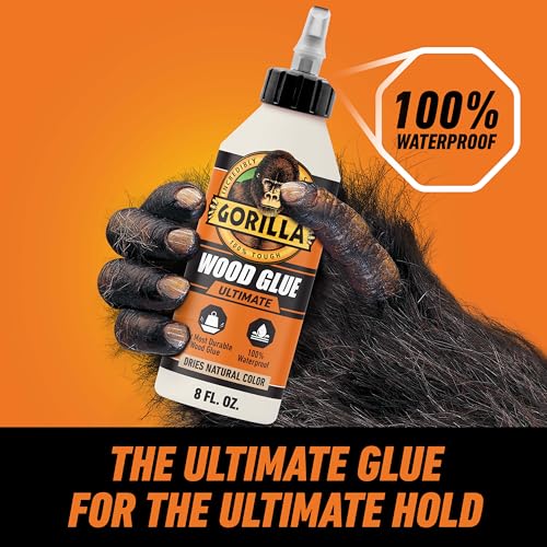 Gorilla Ultimate Waterproof Wood Glue, Natural Color, 8 oz - size: 8oz, style: 1 Pack Bottle