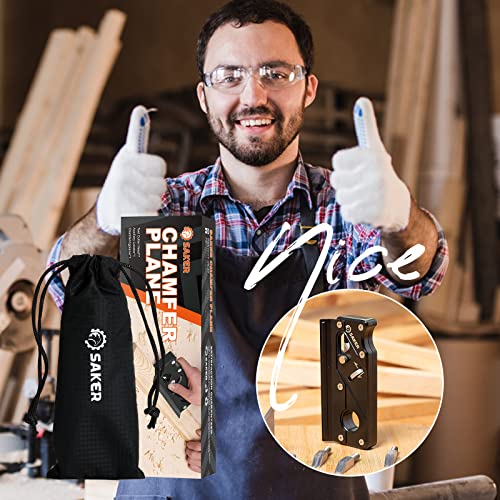 Saker Chamfer Plane-Woodworking Edge Corner Flattening Tool with Auxiliary Locator,Hand Chamfering Planer Suitable for Quick Edge Trimming of Wood (Combination upgrade-6 Cutter Heads, Black) - size: Combination upgrade - 6 Cutter Heads