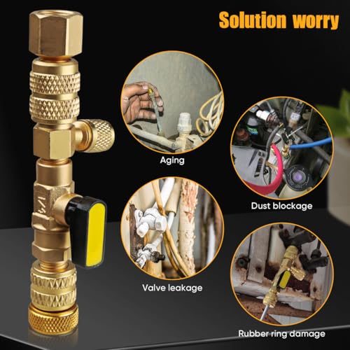 Professional Dual Size 1/4" & 5/16" SAE Valve Core Remover/Installer Tool Kit, HVAC AC Repair for R22 R32 R410A R134a, Schrader Valve Changer w/Magnet & Bypass Port