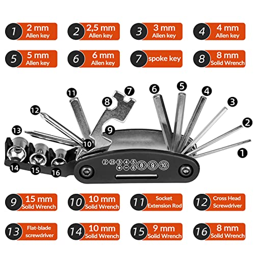 ROCKBROS Bike Multitool Lightweight 16-in-1 MTB Bicycle Multitool Compact - style: 16 in 1 Tools-1 Pack