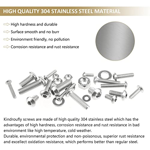 814 Pieces Button Head Socket Cap Screws Nuts Washers Kit, Kindroufly M3 M4 M5 M6 Screw Assortment Kit, Metric Screw Set, Bolts and Nuts, Machine Screws, 304 Stainless Steel, Fully Machine Thread - size: M3/M4/M5/M6, style: Button Head
