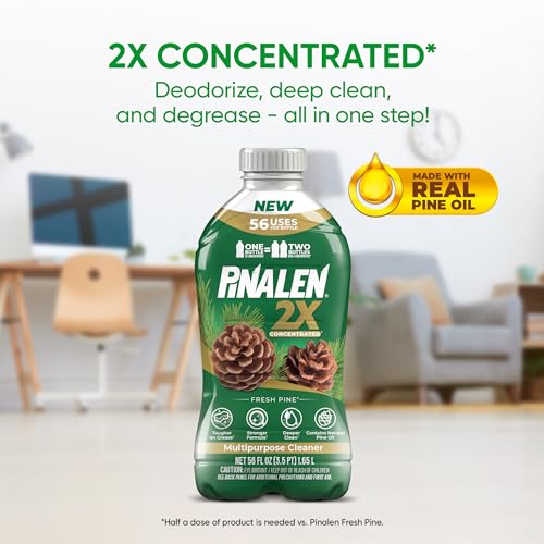 PINALEN 2X Max Aromas Concentrated Multipurpose Cleaner - Fresh Pine Scent - 56 fl oz - All Purpose Cleaner for Kitchen, Bathroom, Floors & Outdoors - size: 56 Fl Oz (Pack of 1)