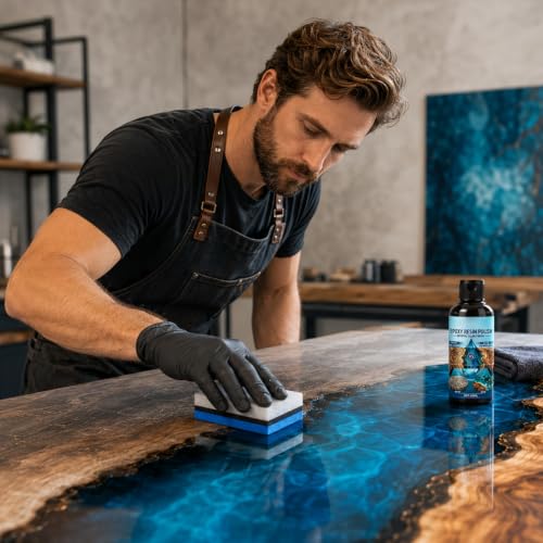 2Pcs Resin Polishing Kit, Epoxy Resin Polish, High Gloss Finish Kit, Suitable for Repairing Scratches on Furniture, Home DIY Projects, and Jewelry, Polishing Sponge Included, 40ml Per Bottle