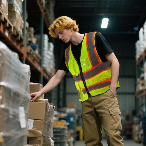 A-SAFETY Mesh High Vis Vest, Reflective Construction Vest with Pockets - color: Yellow, size: X-Small