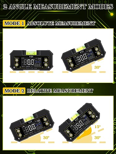 YIF Wireless Digital Angle Finder Tool with Dual Axis, Digital Level with Slope Percentage - Magnetic Angle Finder with Clear Display & Digital Protractor for Absolute & Relative Measurement