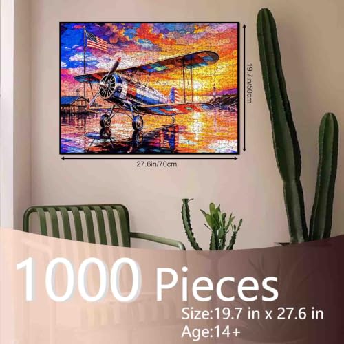 Stained Glass Airplane Puzzle for Adults 1000 Pieces 20 x 27 Inches - color: Airplane-04