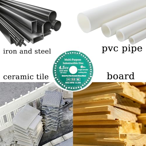 6 Pack 4-1/2" Indestructible Disc for Grinder Set, Diamond Multi-Purpose Saw Blades with 7/8" Arbor, Cut Off Wheels Tool for Smooth Cutting Ceramic Tile Glass Metal Wood PVC Pipe
