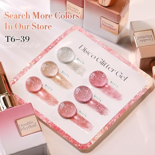 Double Rhythm 0.5Oz Glitter Gel Polish Shimmer Reflective Color for Nail Art Salon DIY Soak Off 15ml Nail Lamp Gel Polish at Home (Nude Pink-B1171) - color: Blossom Nude Pink