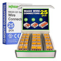 WAGO 221 Series 25pc Compact Splicing Wire Connectors | Includes (10x 221-412) (10x 221-413) (5X 221-415) | WAGO Wire Connectors | Electrical Splicing Lever Nuts | 221 Series Lever Nuts | 2-3-5 Ports - style: NAA221-25