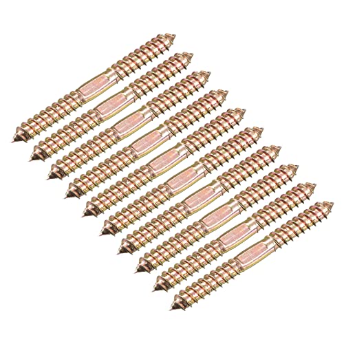 UXCELL 10x100mm Double Ended Self-Tapping Thread Dowel Screws, 12pcs for Wood Connecting - size: 100mm