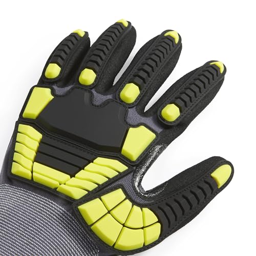 Amazon Basics Safety Work Gloves, Cut Level A1, Abrasion ANSI Level A4, Impact-Resistant, Touch Screen Friendly, 15G Sandy Nitrile Palm, Yellow, Size XXXS, Pack of 120 Pairs - size: 3X-Small