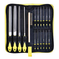 Metal File Set, Large Flat File/Half-Round File/Triangle File/Round File | With 12 pcs Needle Files, Storage Bag and Steel Brush, Ergonomic Handles, For Woodwork, Metal, Leather and Plastic - color: Black-17pcs
