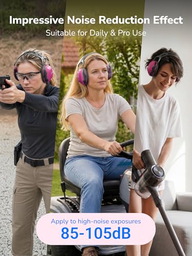 Dr.meter Hearing Protection Ear Muffs, Ear Protection for Adults Kids 34dB - color: Rose