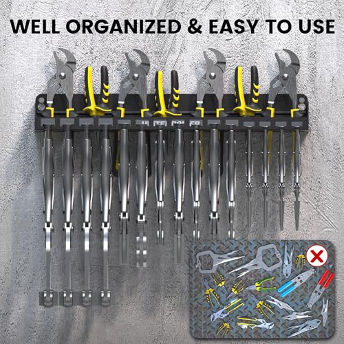 UNITEDPOWER Vise Grip Holder, Wall Mount Pliers Storage Rack Organizer for Workshop, Shed, Garage, Stores up to 15 Vises or 11 Pliers - style: Vise Grip Holder