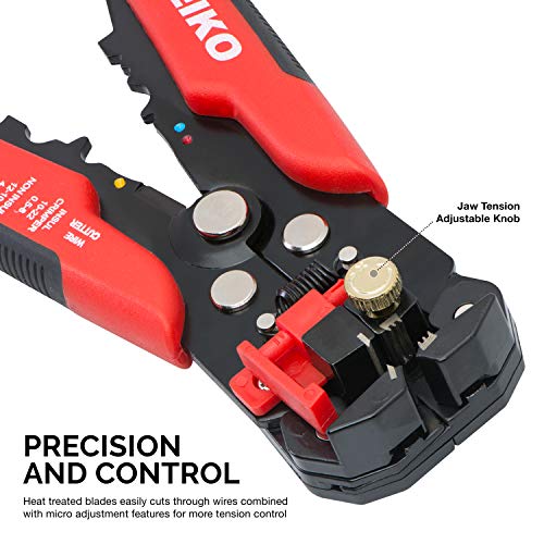 NEIKO 01924A 3-in-1 Automatic Wire Stripper, Cutter, and Crimping Tool, Auto Self-Adjusting Pliers that Cut up to 10 AWG - style: 3-in-1 Auto Wire Strippers, Red