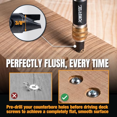 POWERTEC Dual Side Drill and Driver Bit with 1/4" Hex Shank Adapter, for Drilling Pilot Holes & Counterbores, and Fastening #2 Square-Drive Screws, 1 PK (72293) - style: Dual Side Drill & Driver Bit (1/4" Hex Shank)