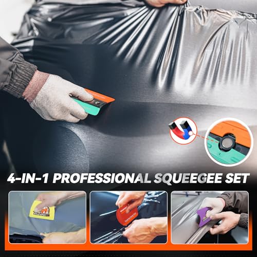 WRAPXPERT Car Wrap Tools Vinyl Wrap Tools Kit with Heat Gun, Vinyl Wrap Squeegees, Felt Buffers, Tucking Squeegees, Wrap Knife and Blades, Magnet Holders, Film Cutter, Masking Tape - color: Heat Gun Set