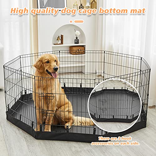 PJYuCien Playpen Bottom Pad for 24'' Width 8 Panel Pen, Hook Connect, Black - color: Only Black Bottom Pad, Elastic Buckles Connections