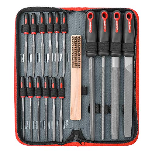 Hi-Spec Metal Hand & Needle File Tool Kit Half-Round Round & Triangle Files - size: 17 pieces