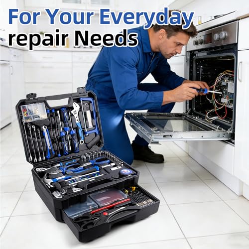 URASISTO 366 Piece Home Repair Tool Kit, Auto Repair Tool Set, General Home Toolbox Storage Case with Drawer, General Household Tool Kit