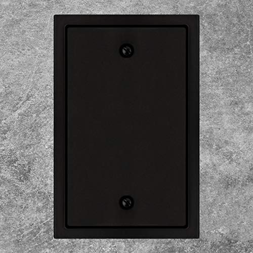 Henne Bery Modern Edge Switch Plate Wall Plate Outlet Cover, Durable Solid Zinc Alloy (Single Blank 2PK, Matte Black) - color: Matte Black, size: Single Blank 2PK