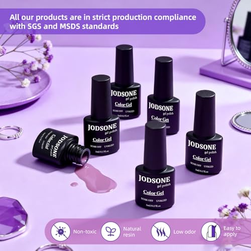 JODSONE 60 Pcs Gel Nail Polish Kit with U V Light Nail Drill 55 Colors | Base Top Matte Coat Professional Gel Manicure Kits Soak Off Manicure Salon DIY at Home Gifts for Women - color: B33